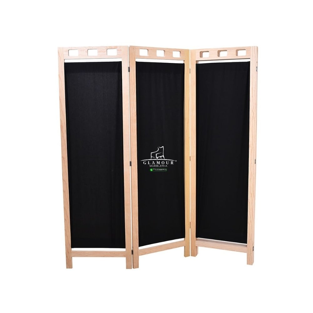 BIOMBO 3P Biombo Plegable de 4 Paneles de Madera | Separador de Ambientes Moderno
