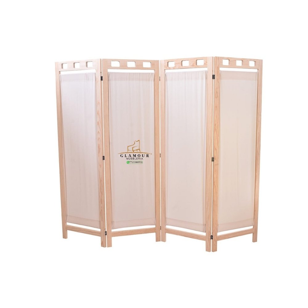 BIOMBO 4P Biombo Plegable de 4 Paneles de Madera | Separador de Ambientes Moderno