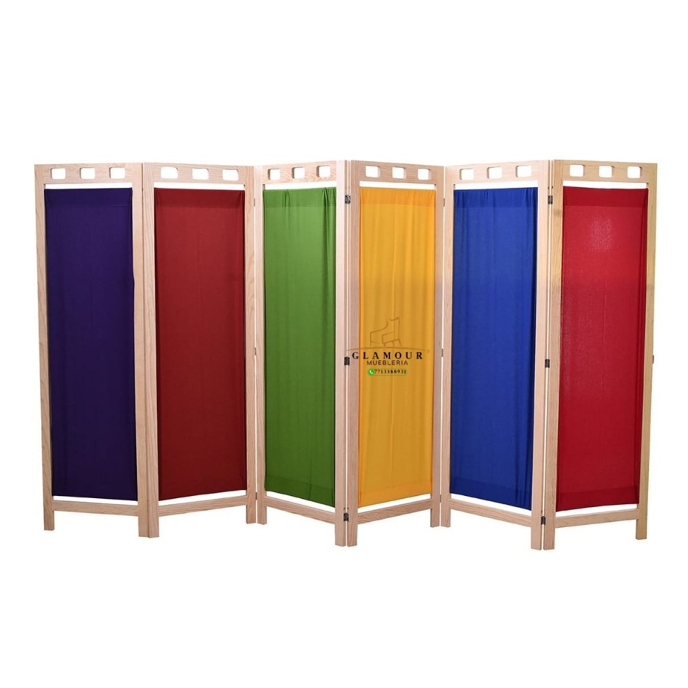 BIOMBO 6P Biombo Plegable de 4 Paneles de Madera | Separador de Ambientes Moderno