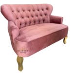 Sillón doble Plaza Mickey rosa capitonado