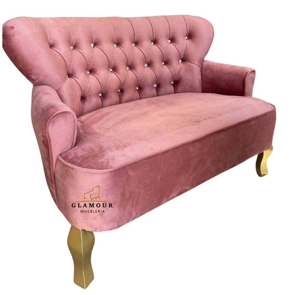 Sillón doble Plaza Mickey rosa capitonado