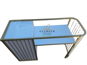 Mesa manicura modelo Tiffany vista superior con cubierta de vidrio