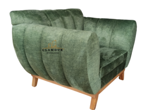 Sillón Individual Glamour Esmeralda verde con brazos curvos