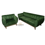6 Sala Esmeralda Glamour 3-1 con sofá de tres plazas y sillón individual verde