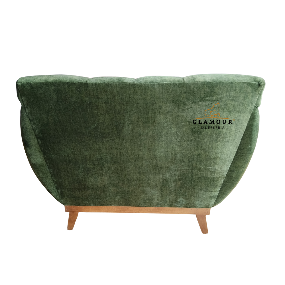 Parte trasera tapizada del Sillón Individual Glamour Esmeralda