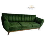 SILLÓN TRIPLE ESMERALDA (2) Sofá Esmeralda de tres plazas verde con respaldo acanalado